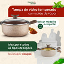 Conjunto De Panelas Antiaderente 10 Peças Teflon Linha Coffee Cappuccino Tampa De Vidro