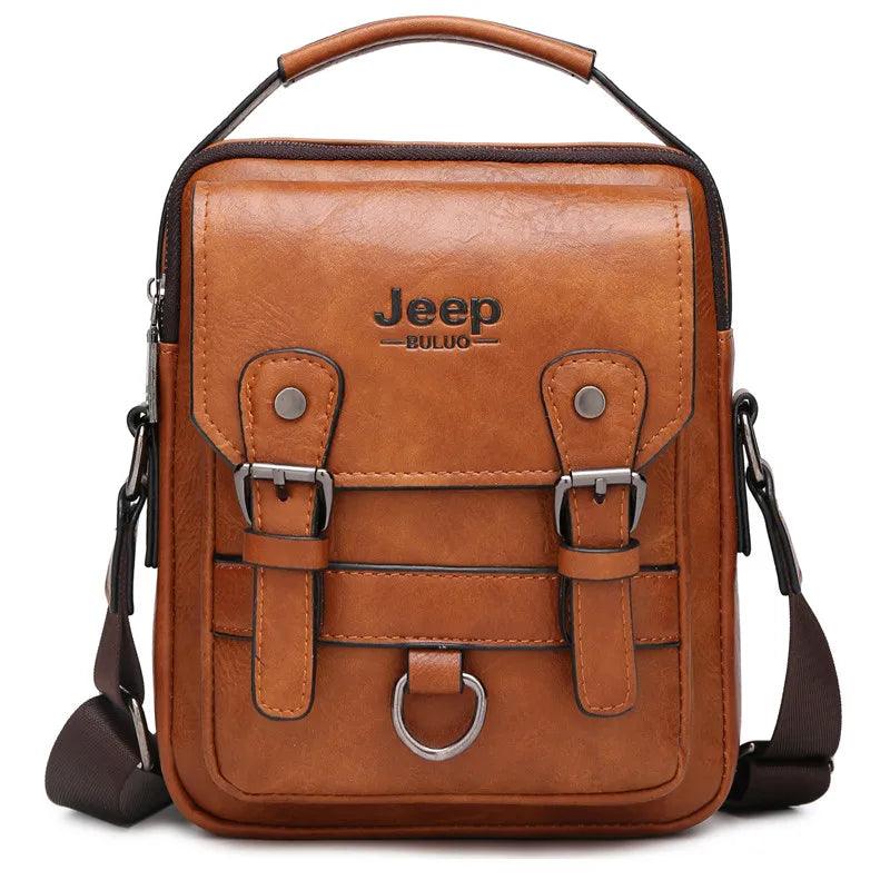 Bolsa Masculina Executiva JEEP BULUO Multiuso de Couro | Grande Capacidade, Alça Transversal, Estilo Messenger